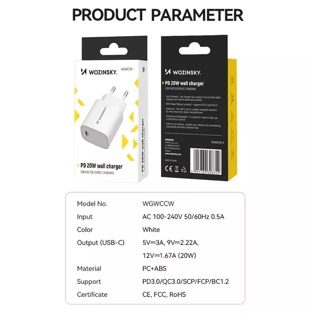 Wozinsky WGWCCW 20W USB-C wall charger - white 5