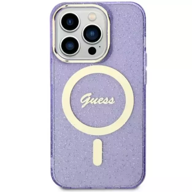 Guess GUHMN61HCMCGU iPhone 11 / Xr 6.1  purple/purple hardcase Glitter Gold MagSafe