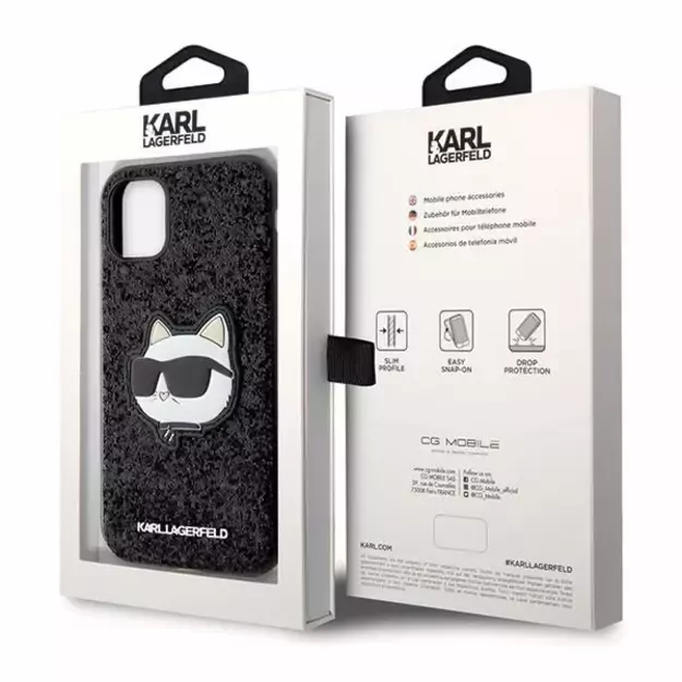 Karl Lagerfeld KLHCN61G2CPK iPhone 11 / Xr 6.1  black/black hardcase Glitter Choupette Patch 7