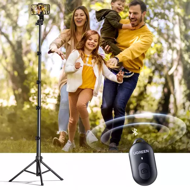 Ugreen LP680 selfie stick with stand and Bluetooth remote control 1.8m - black 7