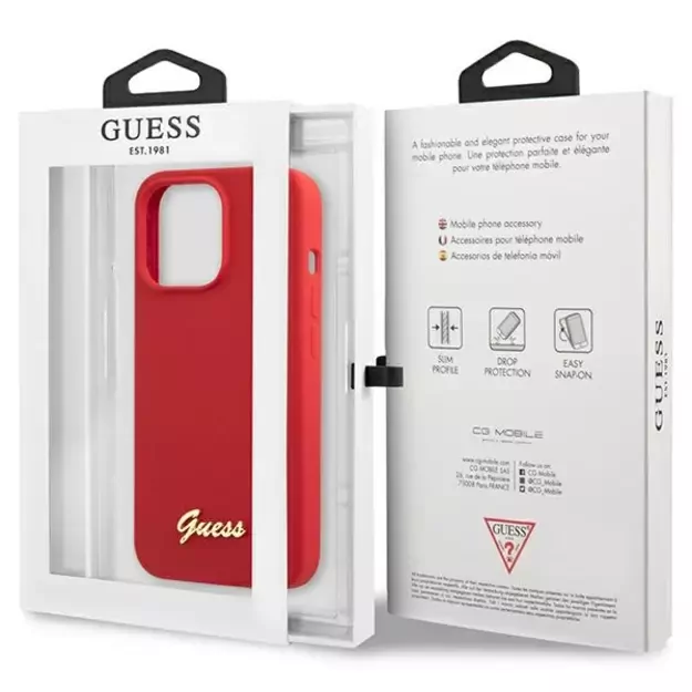 Guess GUHCP13XLSLMGRE iPhone 13 Pro Max 6.7  red/burgundy hard case Silicone Vintage Gold Logo 7