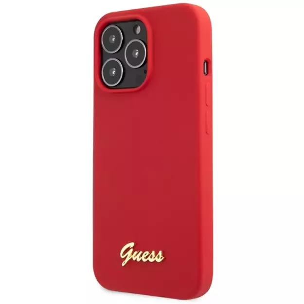 Guess GUHCP13XLSLMGRE iPhone 13 Pro Max 6.7  red/burgundy hard case Silicone Vintage Gold Logo 1