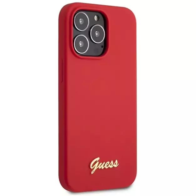 Guess GUHCP13XLSLMGRE iPhone 13 Pro Max 6.7  red/burgundy hard case Silicone Vintage Gold Logo 3