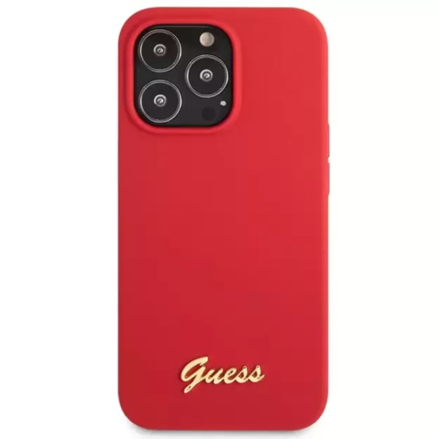 Guess GUHCP13XLSLMGRE iPhone 13 Pro Max 6.7  red/burgundy hard case Silicone Vintage Gold Logo 2