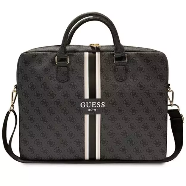 Guess 4G Printed Stripes bag for a 16&quot  laptop - black