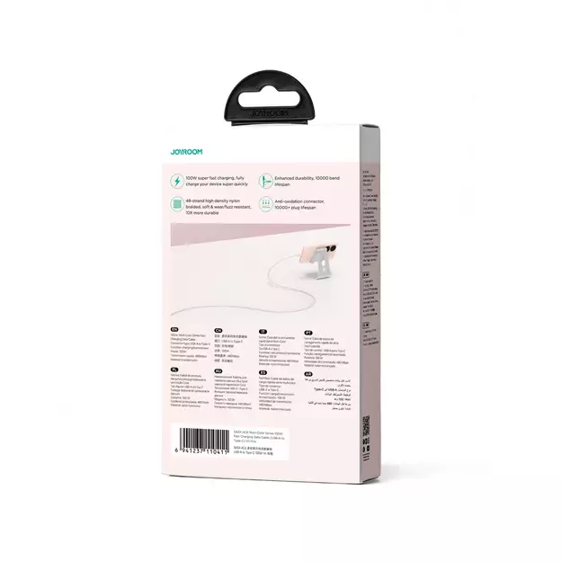 Joyroom Multi-Color Series S-A34 USB-A / USB-C Cable 100W 1m - Pink 2