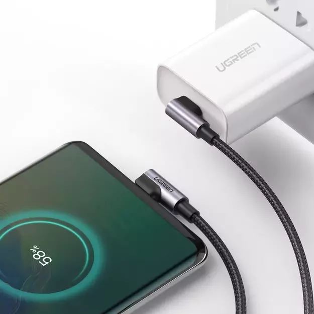 Ugreen US323 angled USB-C - USB-C PD QC cable 60W 3A 2m - black 2