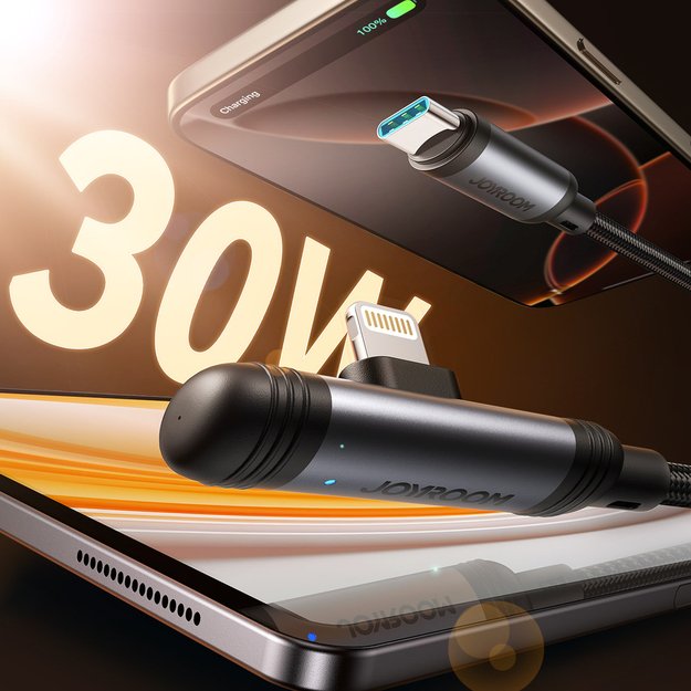 Joyroom S-A56 EnjoyX Series 90° USB-C - Lightning cable 30W 1.2m - black 1