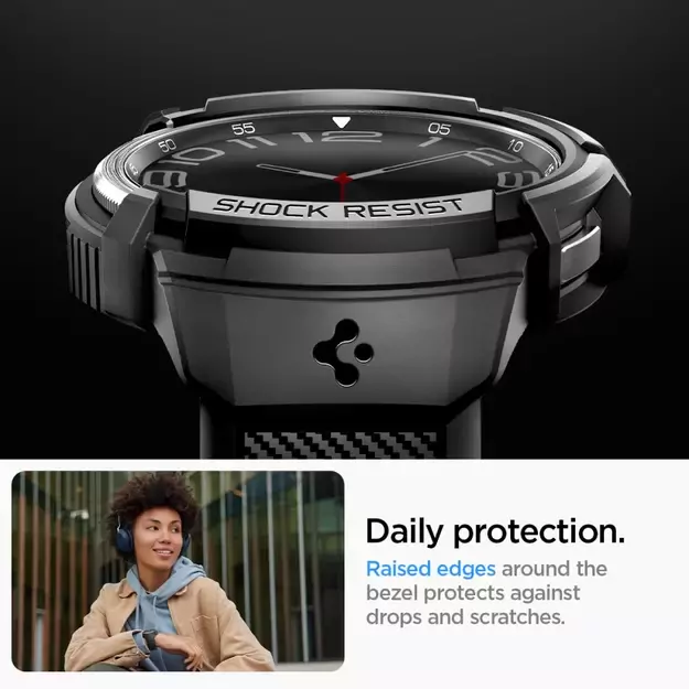 Spigen Rugged Armor Pro Case with Strap for Samsung Galaxy Watch 6 Classic (47mm) - Black 33
