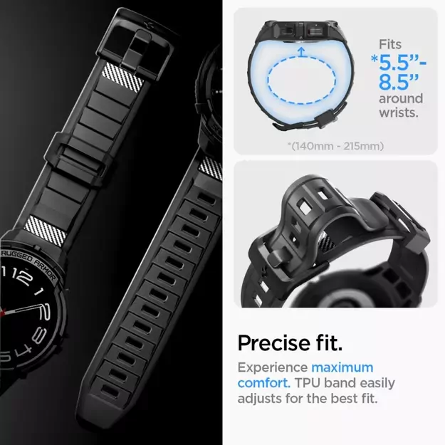 Spigen Rugged Armor Pro Case with Strap for Samsung Galaxy Watch 6 Classic (47mm) - Black 32