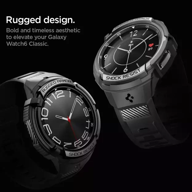 Spigen Rugged Armor Pro Case with Strap for Samsung Galaxy Watch 6 Classic (47mm) - Black 31