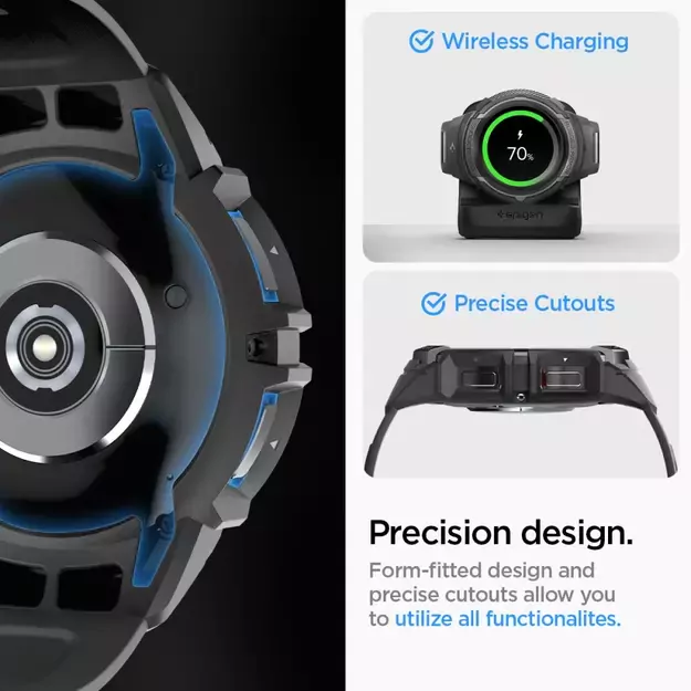 Spigen Rugged Armor Pro Case with Strap for Samsung Galaxy Watch 6 Classic (47mm) - Black 35