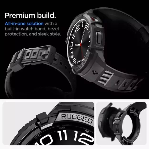 Spigen Rugged Armor Pro Case with Strap for Samsung Galaxy Watch 6 Classic (47mm) - Black 36
