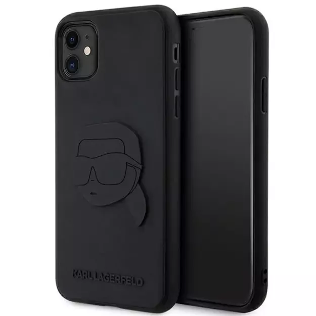 Karl Lagerfeld KLHCN613DRKNK iPhone 11 / Xr 6.1  black/black hardcase Rubber Karl Head 3D
