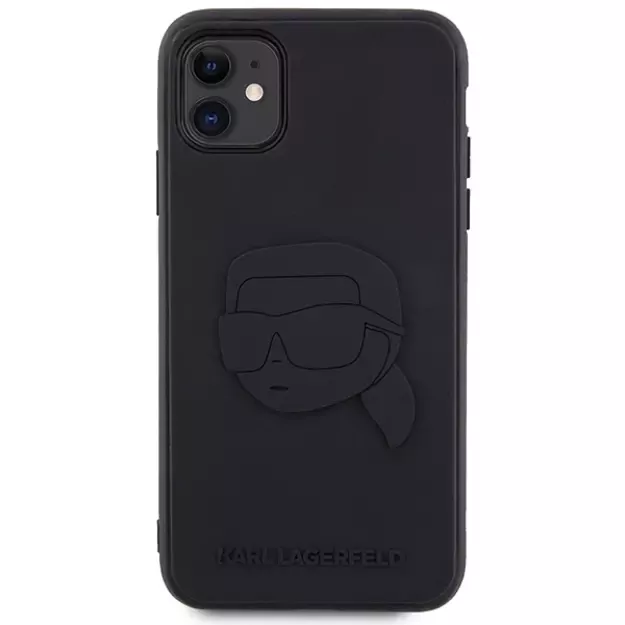 Karl Lagerfeld KLHCN613DRKNK iPhone 11 / Xr 6.1  black/black hardcase Rubber Karl Head 3D 2