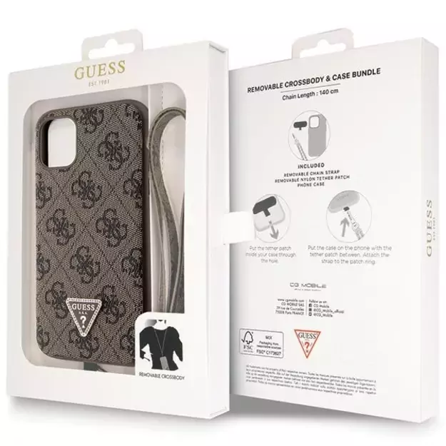 Guess GUHCN61P4TDSCPW Case for iPhone 11 / Xr - Brown Crossbody 4G Metal Logo 11
