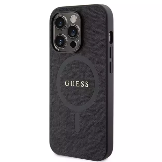 Guess GUHMP14LPSAHMCK case for iPhone 14 Pro - black Saffiano MagSafe 8