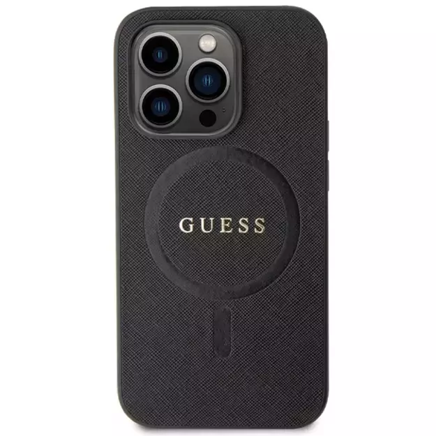 Guess GUHMP14LPSAHMCK case for iPhone 14 Pro - black Saffiano MagSafe 9
