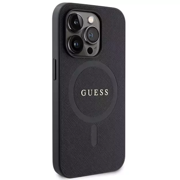 Guess GUHMP14LPSAHMCK case for iPhone 14 Pro - black Saffiano MagSafe 10