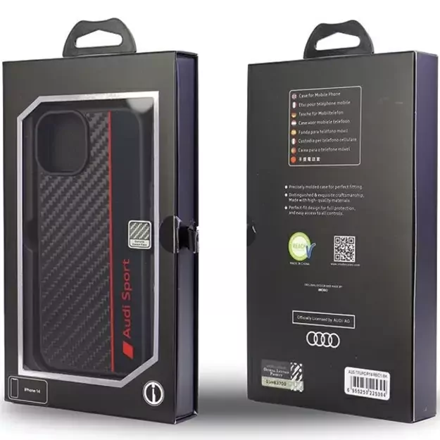 Audi Carbon Fiber Stripe iPhone 14 6.1&quot  black/black hardcase AUS-TPUPCIP14-R8/D1-BK 5