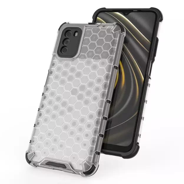 Honeycomb Case armor cover with TPU Bumper for Xiaomi Poco M3 transparent 21