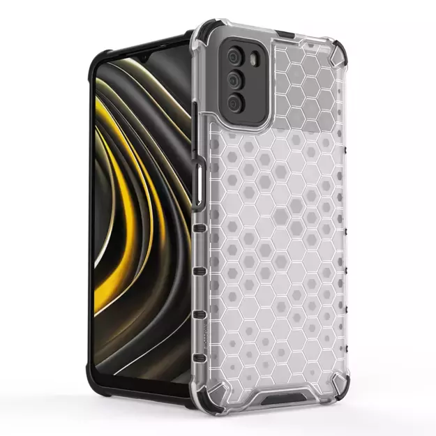 Honeycomb Case armor cover with TPU Bumper for Xiaomi Poco M3 transparent 16