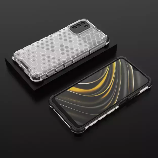 Honeycomb Case armor cover with TPU Bumper for Xiaomi Poco M3 transparent 1