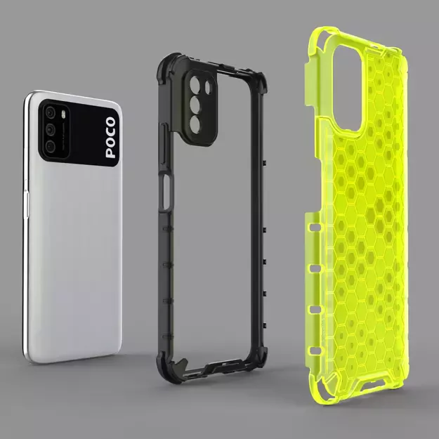 Honeycomb Case armor cover with TPU Bumper for Xiaomi Poco M3 transparent 19