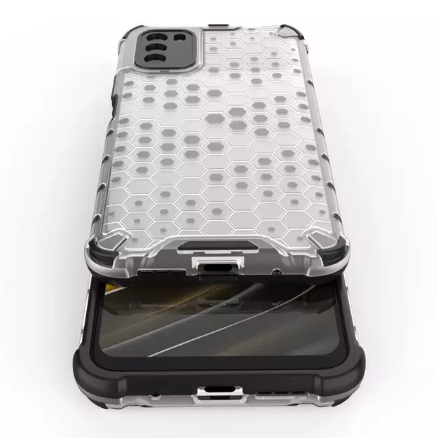 Honeycomb Case armor cover with TPU Bumper for Xiaomi Poco M3 transparent 23