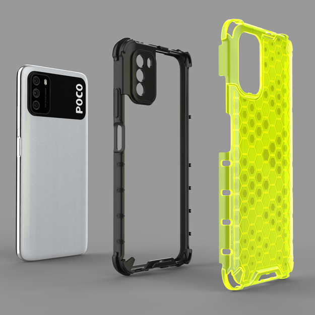 Honeycomb Case armor cover with TPU Bumper for Xiaomi Poco M3 transparent 6
