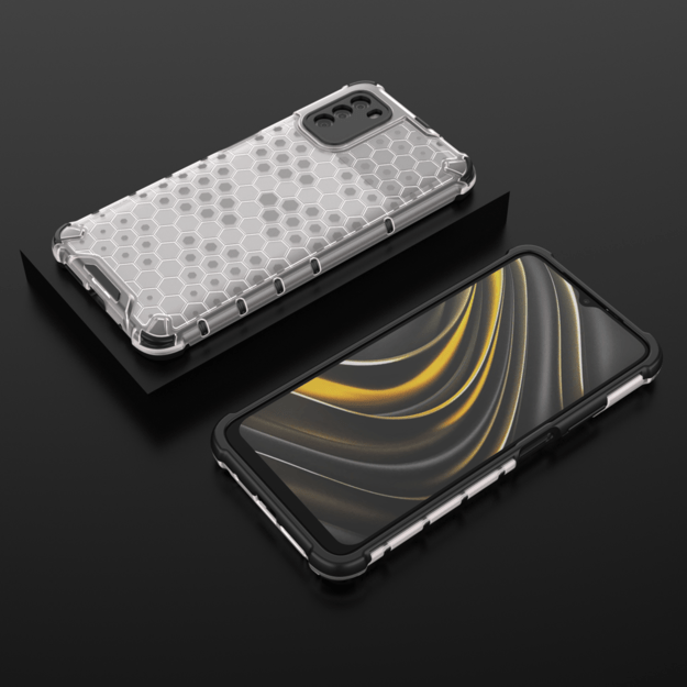 Honeycomb Case armor cover with TPU Bumper for Xiaomi Poco M3 transparent 14