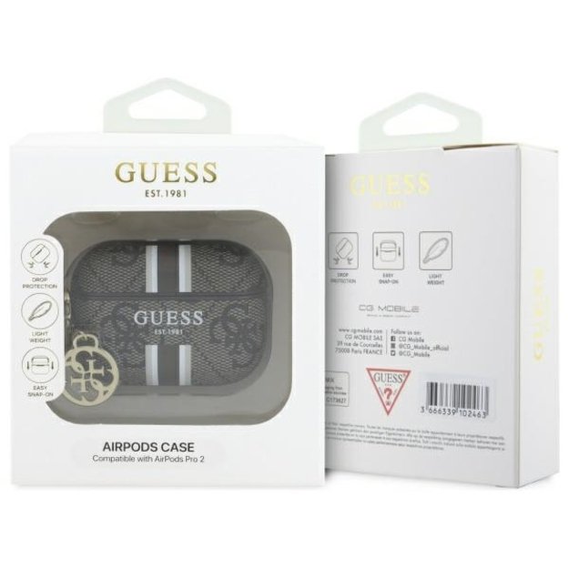Guess GUAP2P4RPSW AirPods Pro 2 (2022/2023) cover brown/brown 4G Printed Stripes Charm 3