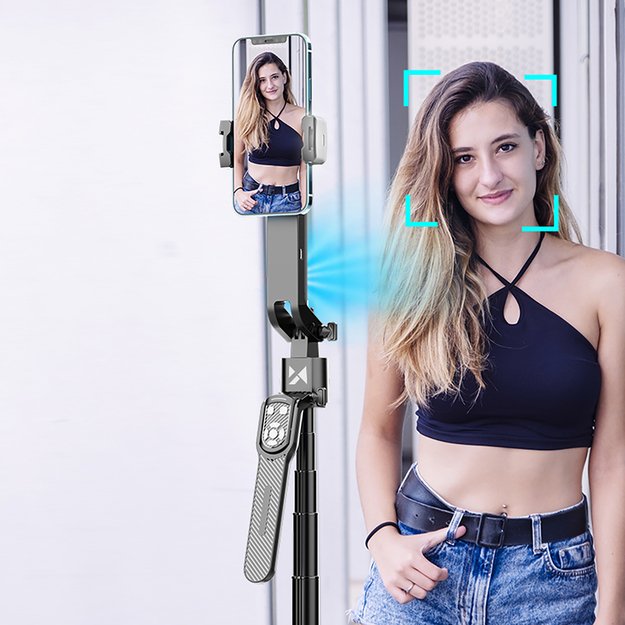 Wozinsky WST-360YS Selfie Stick with Tripod Function with 360° AI Auto Face Tracking Gesture Control - Black 2