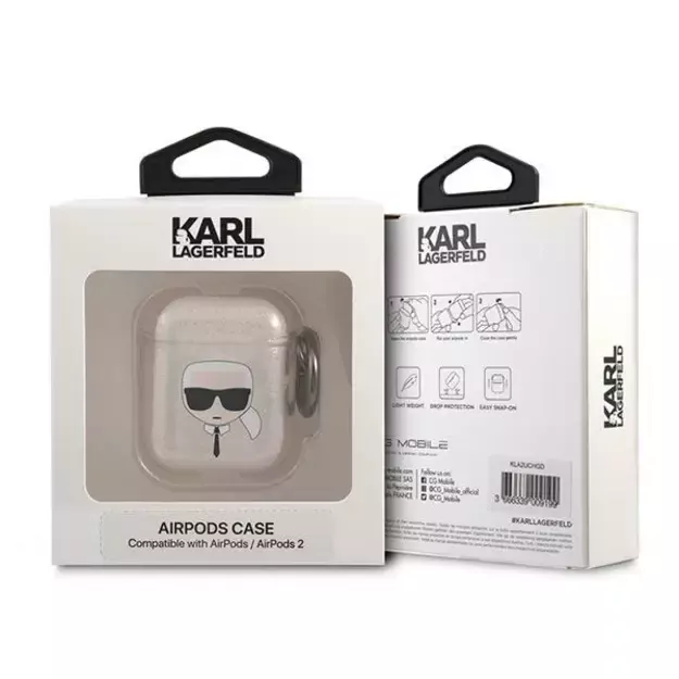 Karl Lagerfeld KLA2UKHGD AirPods cover złoty/gold Glitter Karl`s Head 4