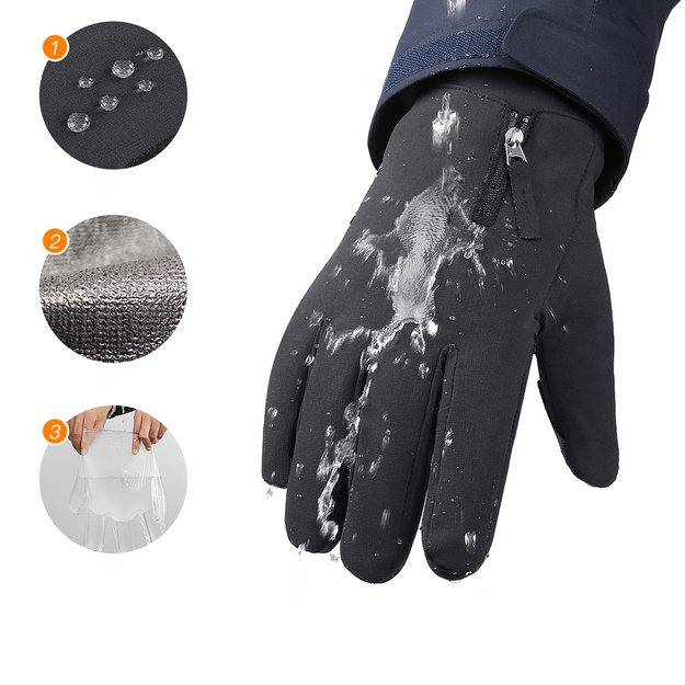 Anti-slip winter phone sports gloves (size L) - black 3