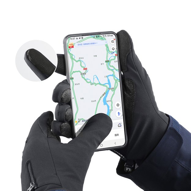 Anti-slip winter phone sports gloves (size L) - black 1