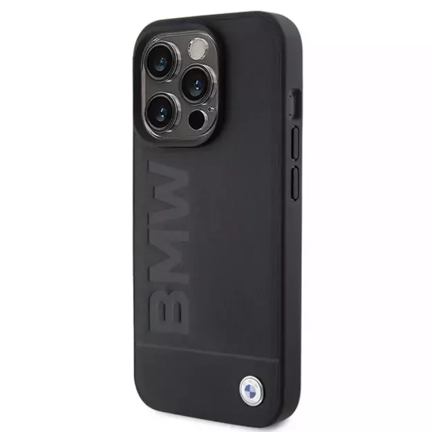 BMW Leather Hot Stamp iPhone 15 Pro Max Case - Black 1