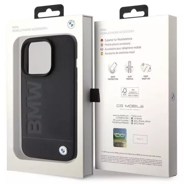 BMW Leather Hot Stamp iPhone 15 Pro Max Case - Black 7