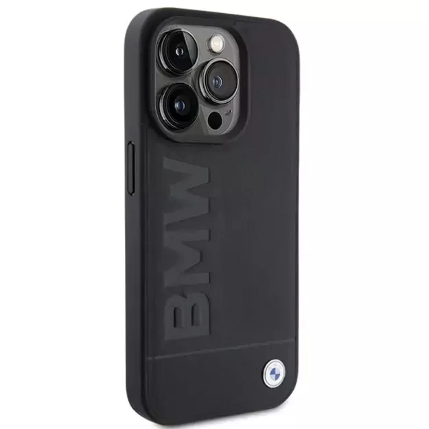 BMW Leather Hot Stamp iPhone 15 Pro Max Case - Black 3