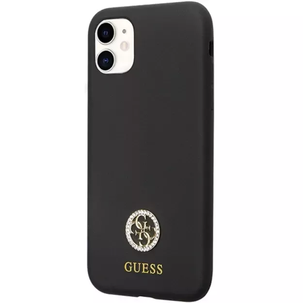 Guess GUHCN614DGPK Case for iPhone 11 / Xr - Black Silicone Logo Strass 4G 8