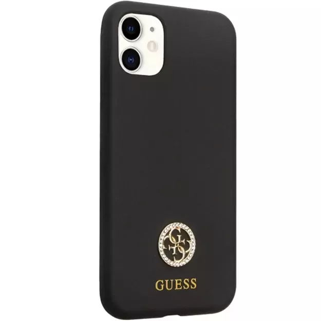 Guess GUHCN614DGPK Case for iPhone 11 / Xr - Black Silicone Logo Strass 4G 10
