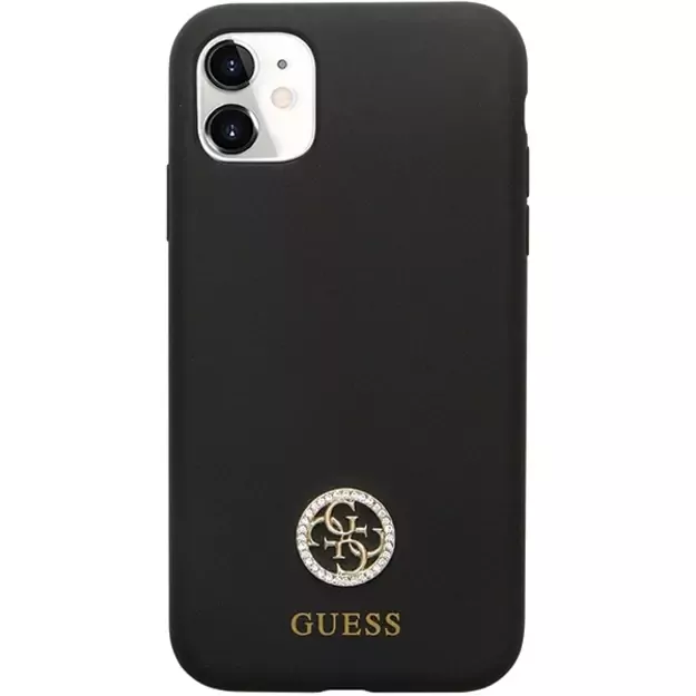 Guess GUHCN614DGPK Case for iPhone 11 / Xr - Black Silicone Logo Strass 4G 9