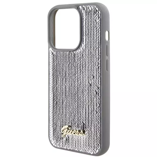 Guess Sequin Script Metal case for iPhone 15 Pro - silver 5