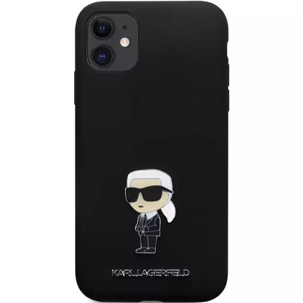 Karl Lagerfeld KLHCN61SMHKNPK case for iPhone 11 / Xr - black Silicone Ikonik Metal Pin 2