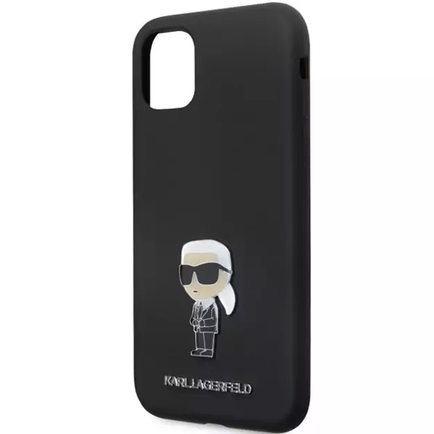Karl Lagerfeld KLHCN61SMHKNPK case for iPhone 11 / Xr - black Silicone Ikonik Metal Pin 5