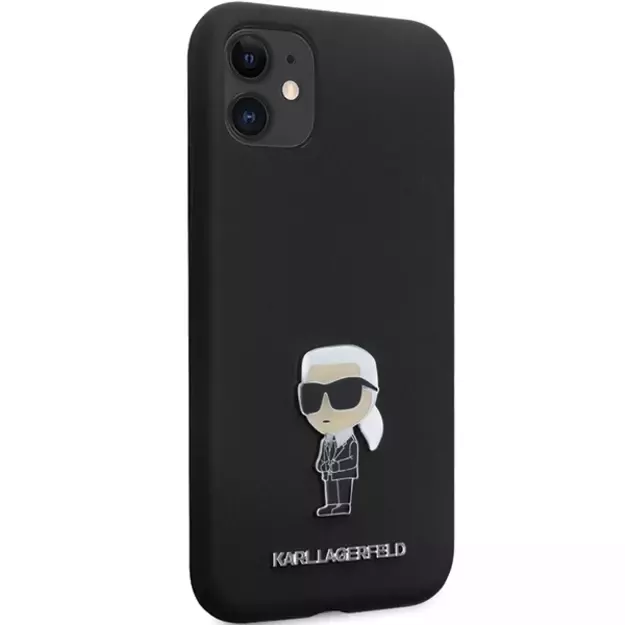 Karl Lagerfeld KLHCN61SMHKNPK case for iPhone 11 / Xr - black Silicone Ikonik Metal Pin 4