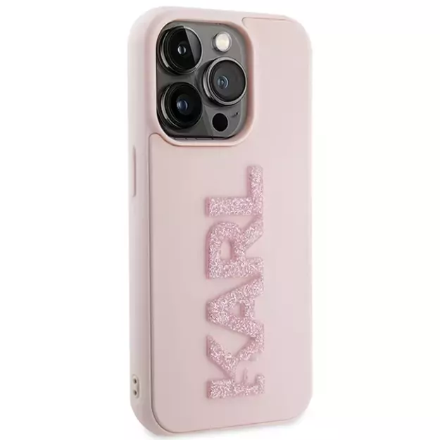 Karl Lagerfeld 3D Rubber Glitter Logo case for iPhone 15 Pro - pink 10