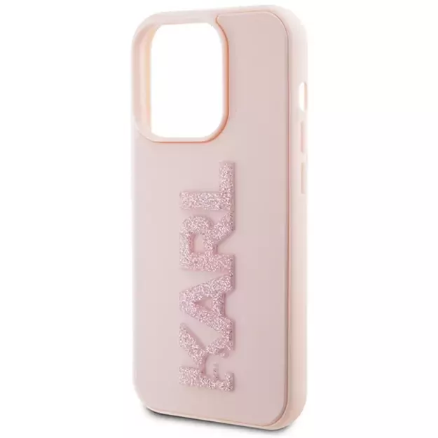 Karl Lagerfeld 3D Rubber Glitter Logo case for iPhone 15 Pro - pink 12