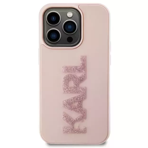 Karl Lagerfeld 3D Rubber Glitter Logo case for iPhone 15 Pro - pink 9