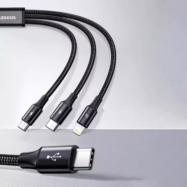 Baseus Rapid Series 3in1 USB-C - USB-C / Lightning / micro USB cable 20W PD 1.5m - green 11